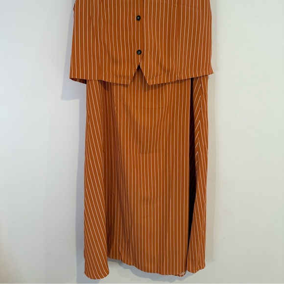 NWT XXL Striped Pumpkin Spice Orange Vest Maxi Skirt Set Plus Size Fall Fashion - Picture 2 of 16